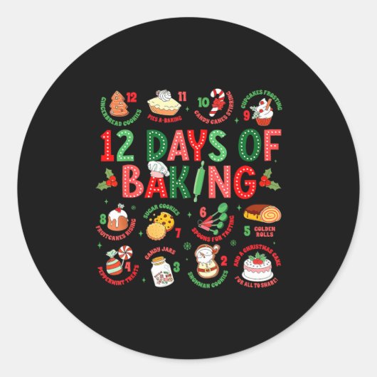 12 Days Of Baking Baker Christmas Cook Chef Baking Ronde Sticker (Voorkant)