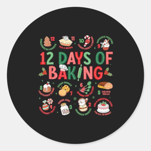 12 Days Of Baking Baker Christmas Cook Chef Baking Ronde Sticker (Voorkant)
