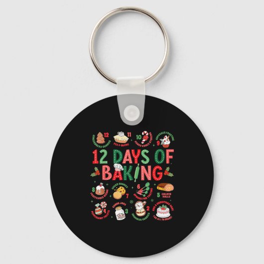 12 Days Of Baking Baker Christmas Cook Chef Baking Sleutelhanger (Voorkant)
