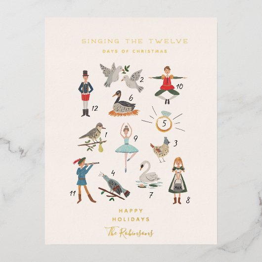 12 Days of Christmas Custom Holiday Photo Postcard Folie Feestdagen Briefkaart (Voorkant)