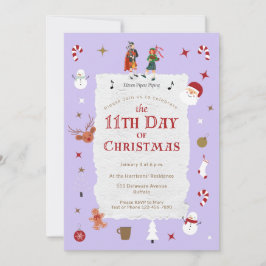 12 Days of Christmas Cute Retro Pastel Purple Kaart