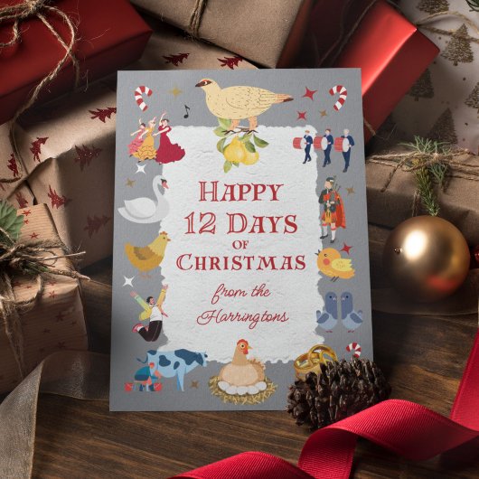 12 Days of Christmas Cute Traditional Belated Feestdagen Kaart