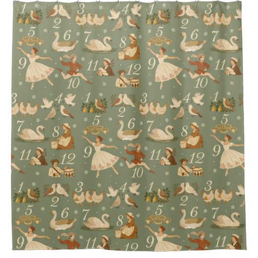 12 Days Of Christmas  Douchegordijn (Voorkant)