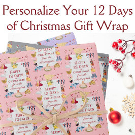 12 Days of Christmas Retro Pastel Personalized  Inpakpapier Vel