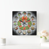 12 Days Of Christmas ~Sheet Music~Christmas Wreath Vierkante Klok (Huis)