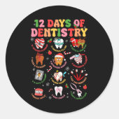 12 Days Of Dentistry Dentist Xmas Tooth Christmas  Ronde Sticker (Voorkant)