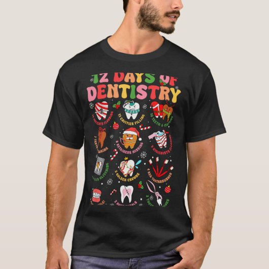 12 Days Of Dentistry Dentist Xmas Tooth Christmas  T-shirt (Voorkant)