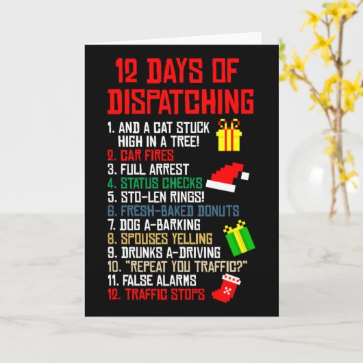 12 Days Of Dispatching Christmas Pajama X-mas Disp Kaart (Gele Bloem)
