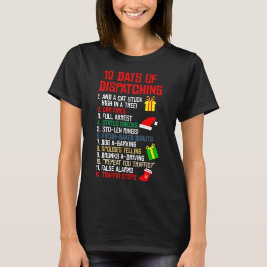 12 Days Of Dispatching Christmas Pajama X-mas Disp T-shirt (Voorkant)