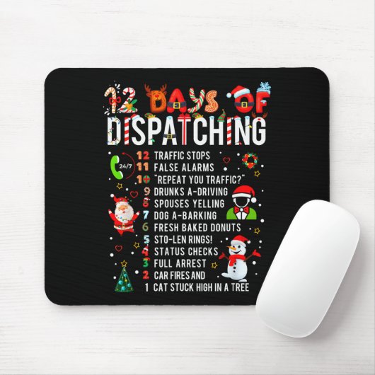 12 Days Of Dispatching Funny Christmas Dispatcher Muismat (Met muis)