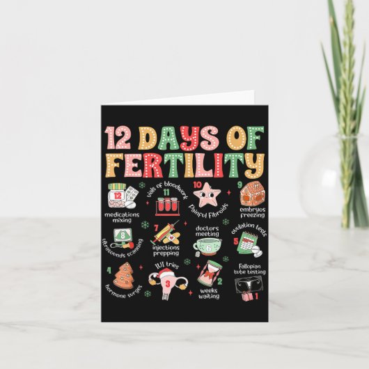 12 Days Of Fertility Ivf Nurse Christmas Ob Gyn Tr Kaart (Voorkant)