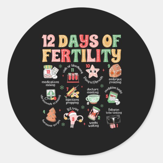 12 Days Of Fertility Ivf Nurse Christmas Ob Gyn Tr Ronde Sticker (Voorkant)