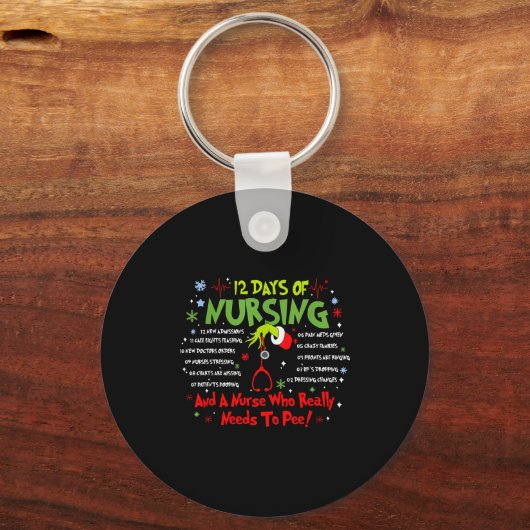 12 Days Of Nursing Stethoscope Nurse Christmas Xma Sleutelhanger (Voorkant)