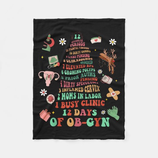 12 Days Of Ob-gyn Christmas Tree Labor & Deliv Fleece Deken (Voorkant)