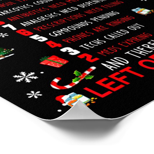 12 Days Of Pharmacy Funny Christmas Pharmacist Tec Poster (Hoek)