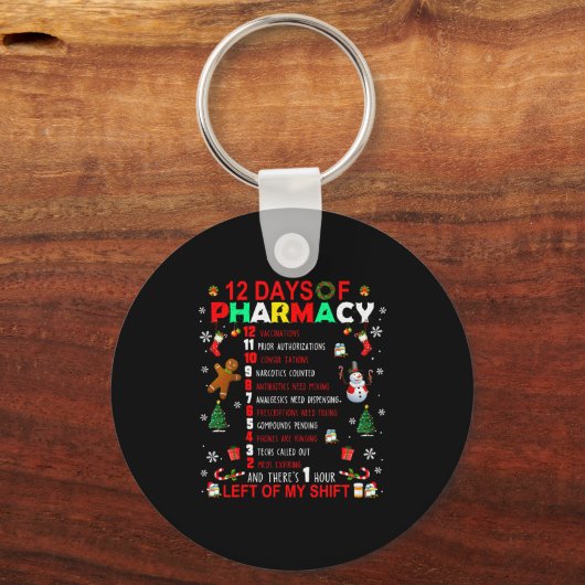 12 Days Of Pharmacy Funny Christmas Pharmacist Tec Sleutelhanger (Voorkant)