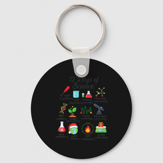 12 Days Of Science Funny Science Teacher Christmas Sleutelhanger (Voorkant)