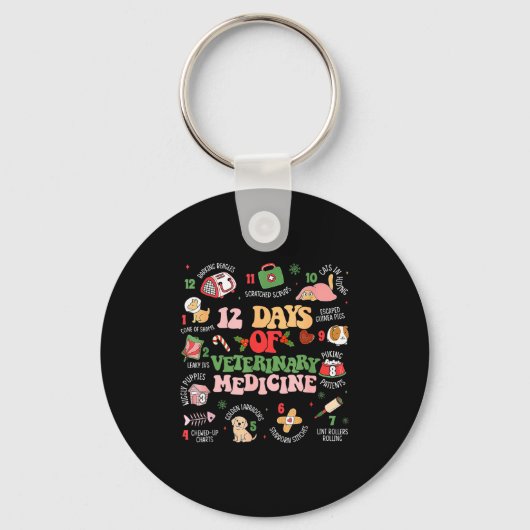 12 Days Of Veterinary Medicine Funny Christmas Vet Sleutelhanger (Voorkant)