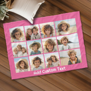 12 de Collage van de foto met Magenta Roze Fleece Deken