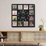 12 de Tijd van het Malplaatje van de Foto met het  Vierkante Klok<br><div class="desc">De fotoklok van de douane met het inspirerende familiekertje citeert "de tijd die met familie wordt doorgebracht is elke seconde waard". Geef twaalf van je favoriete familiefoto's een persoonlijk tintje.</div>