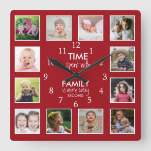 12 de Tijd van het Malplaatje van de foto met Rood Vierkante Klok