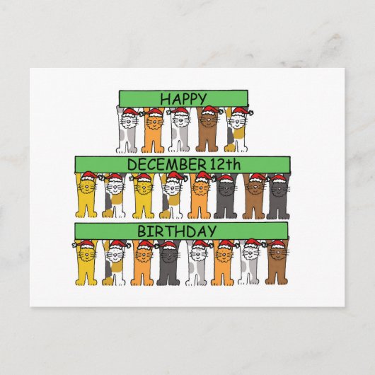 12 december - Verjaardag Cartoons Briefkaart (Voorkant)