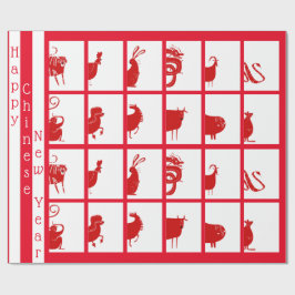 12 Dieren van de Chinese dierentuin Cadeaupapier