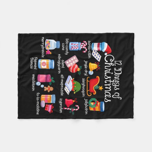 12 Drugs Of Christmas Pharmacist Technician Pharma Fleece Deken (Voorkant (Horizontaal))