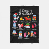 12 Drugs Of Christmas Pharmacist Technician Pharma Fleece Deken (Voorkant)
