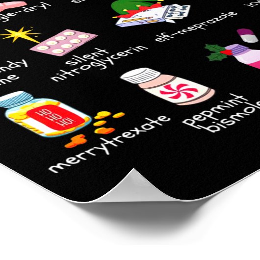 12 Drugs Of Christmas Pharmacist Technician Pharma Poster (Hoek)