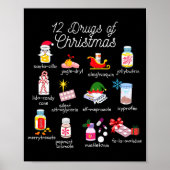 12 Drugs Of Christmas Pharmacist Technician Pharma Poster (Voorkant)