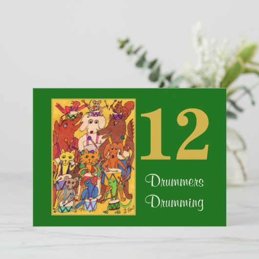12 Drummers Drumming Cute Animals (Staand voorkant)
