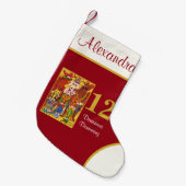 12 Drummers Drumming Cute Animals Douanenaam Kleine Kerstsok (Voorkant (Hangend))