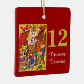 12 Drummers Drumming Cute Animals & Typografie Keramisch Ornament (Rechts)