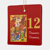 12 Drummers Drumming Cute Animals & Typografie Keramisch Ornament (Links)