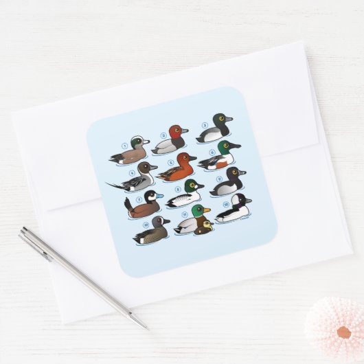 12 Eenden Vierkante Sticker (Envelop)