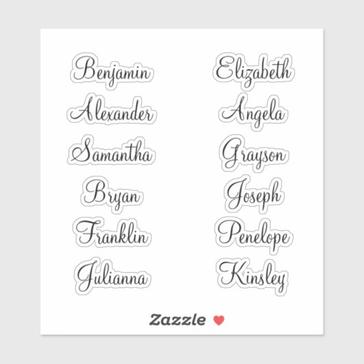 12 Eerste namen van gasten Moderne elegante kallig Sticker (Vel)