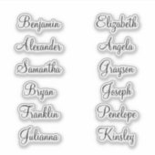 12 Eerste namen van gasten Moderne elegante kallig Sticker (Voorkant)