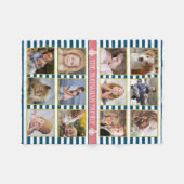 12 Familie Foto Collage | Witte strepen koraalzeem Fleece Deken (Voorkant (Horizontaal))