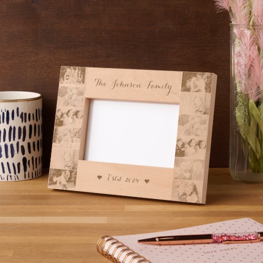 12 Familie Fotocollage Monogrammed Houten Laser Gegraveerde Lijstjes (Links)