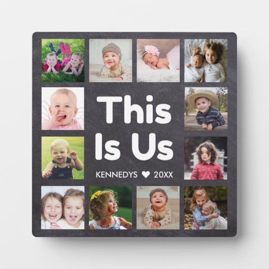 12 Familiefoto's Dit is ons Quote schoolbord Fotoplaat (Voorkant)