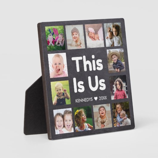 12 Familiefoto's Dit is ons Quote schoolbord Fotoplaat (Voorkant)