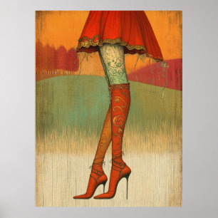 *~* 12 FD2 Herfst Whimsical Girl Herfst Retro Legs Poster