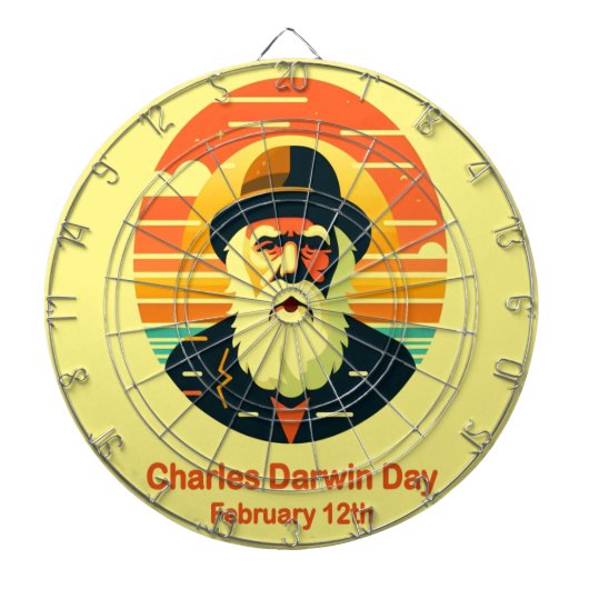 12 feb. - Charles Darwin Day Dartbord (Voorkant)