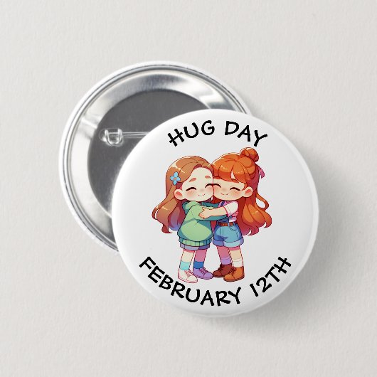 12 februari is Hug Day Ronde Button 5,7 Cm (Voorkant /achterkant)