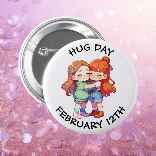 12 februari is Hug Day Ronde Button 5,7 Cm