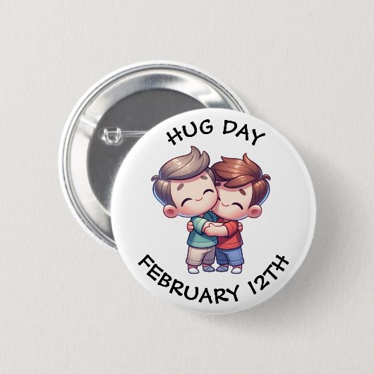12 februari is Hug Day Ronde Button 5,7 Cm (Voorkant /achterkant)