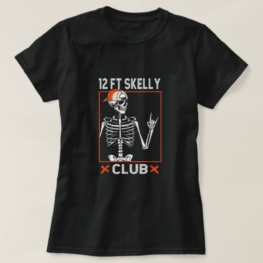12 Foot Skelly Club Halloween Skeleton Costume App T-shirt (Design voorkant)