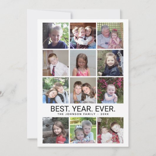 12 Foto - Beste jaar ooit zwart wit Feestdagenkaart (Voorkant)