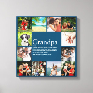 12 Foto Beste Opa, Papa Definitie Blauw Plezierig Canvas Afdruk